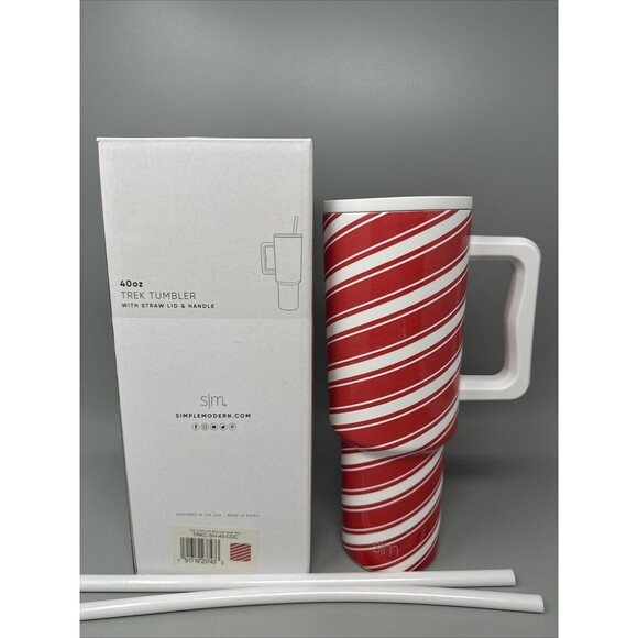 Simple Modern 40 oz Trek Tumbler with Handle and Straw Lid Candy Cane - Picture 1 of 4